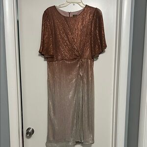 NWT Taylor Metallic Dress in Copper Ombré